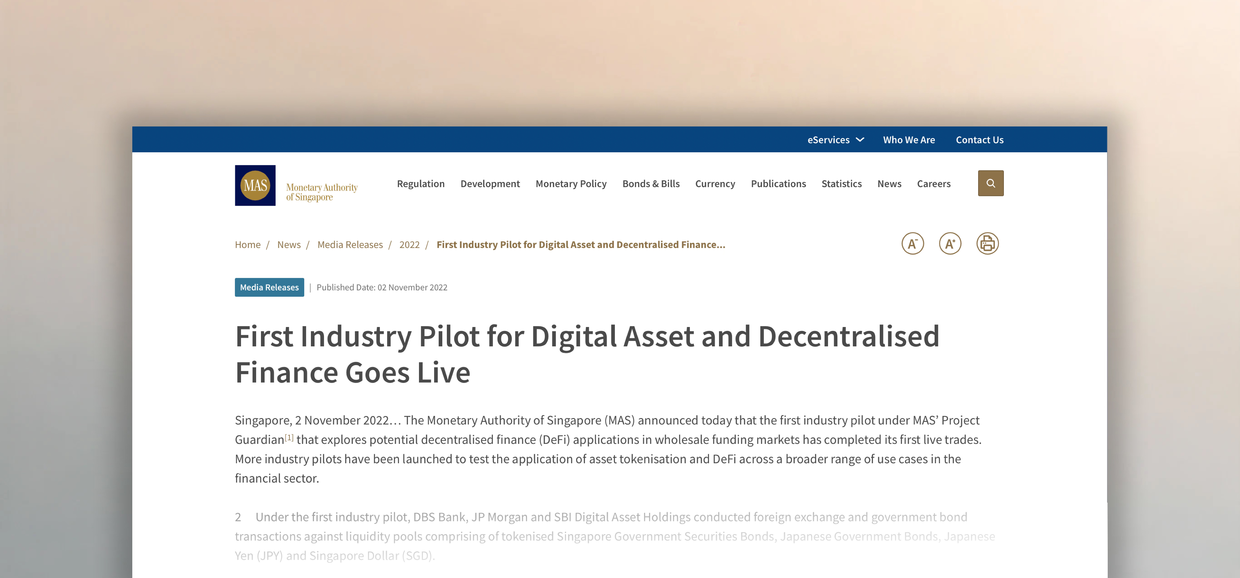 Hero image showing a news headline for this project